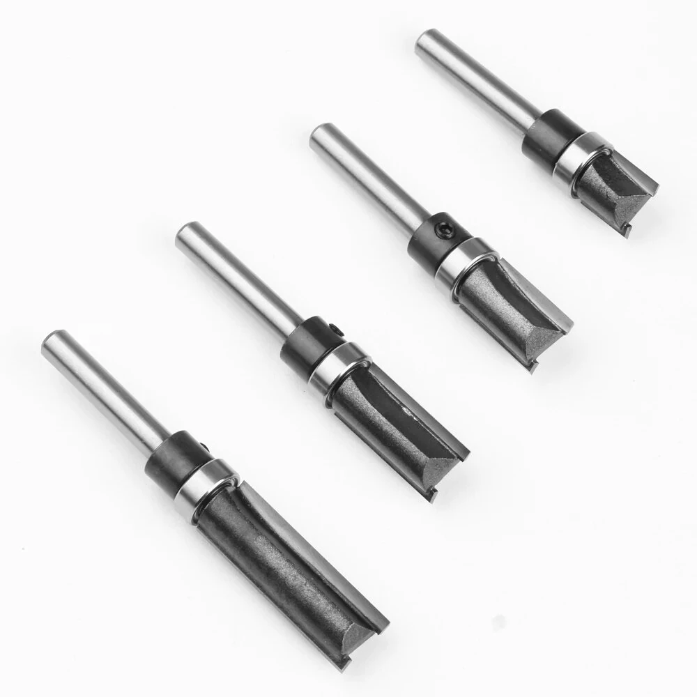 LAVIE 4pcs 1/4 Inch Shank Straight Router Bit | 6mm with Bottom Bearing | Woodworking Trimming Cutter - Image 2