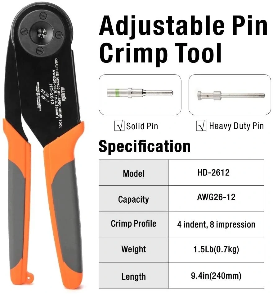 IWISS HDT-48-00 Mini Crimping Tool | 12-26AWG Plier for Deutsch Connectors - Image 2