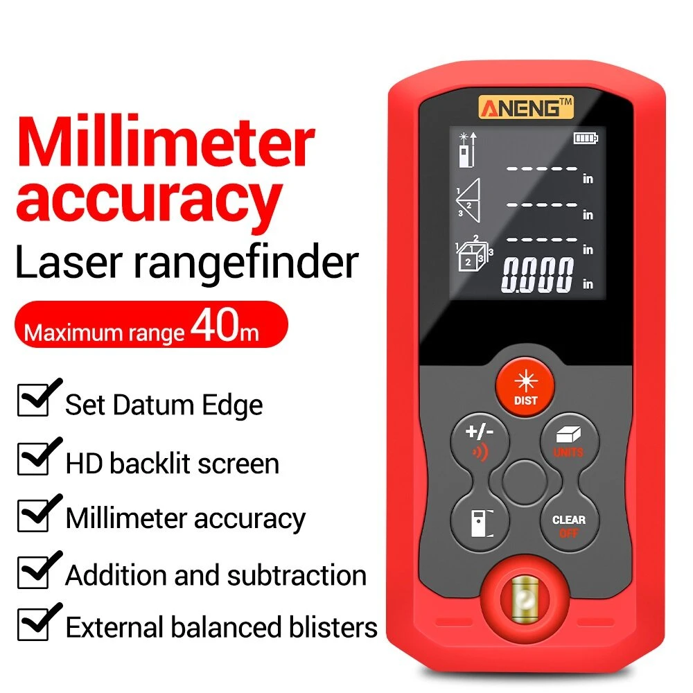 ANENG J01 Laser Distance Meter - 40M Range Finder | Area Volume Meter - Image 2