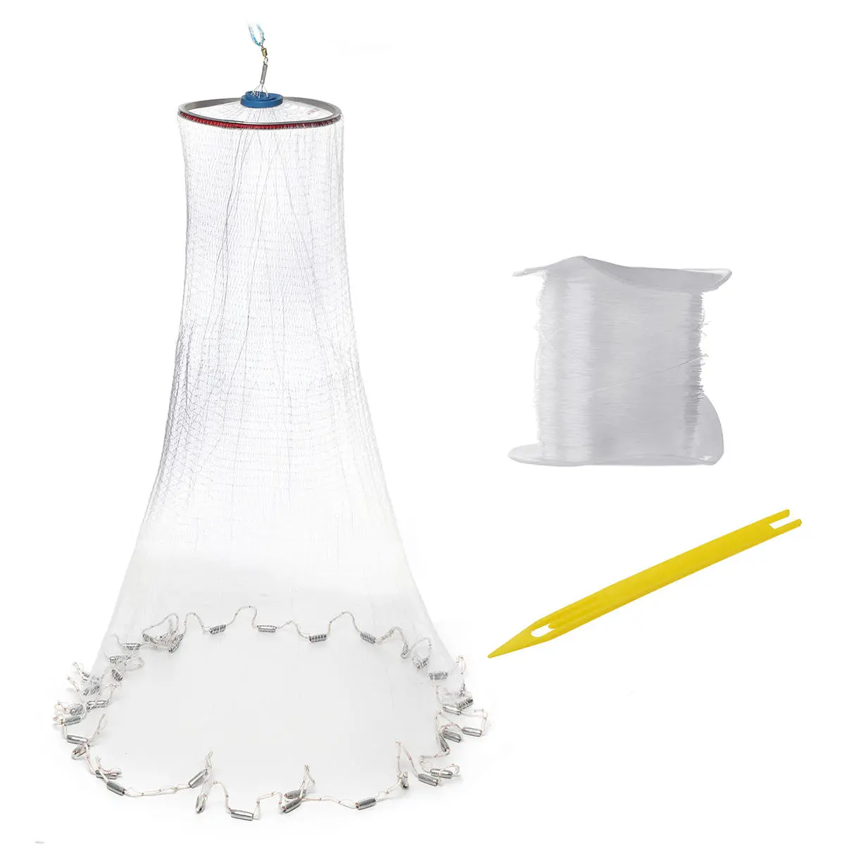 Easy Throw Manual Fishing Net - 4.2M 14FT Casting Net with Nylon Line & Sinker - Image 2