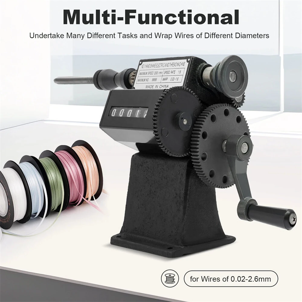 Manual Coil Winder Counter Machine - 02-26mm Wire Diameter - Cast Iron Frame & Steel Gear - Image 5