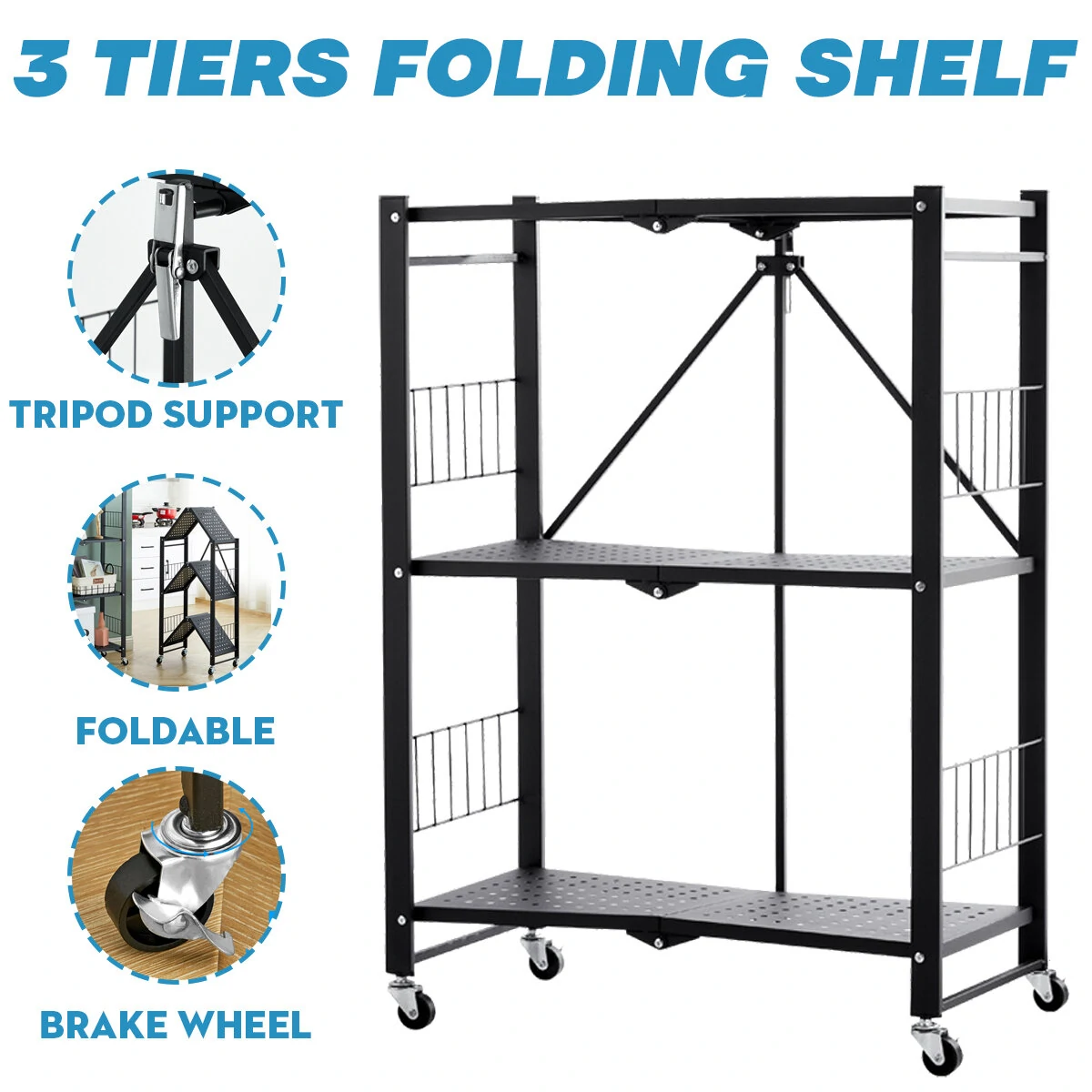 Folding Kitchen Storage Rack - Floor to Ceiling Multi-Layer - Installation Free & Movable - Image 2