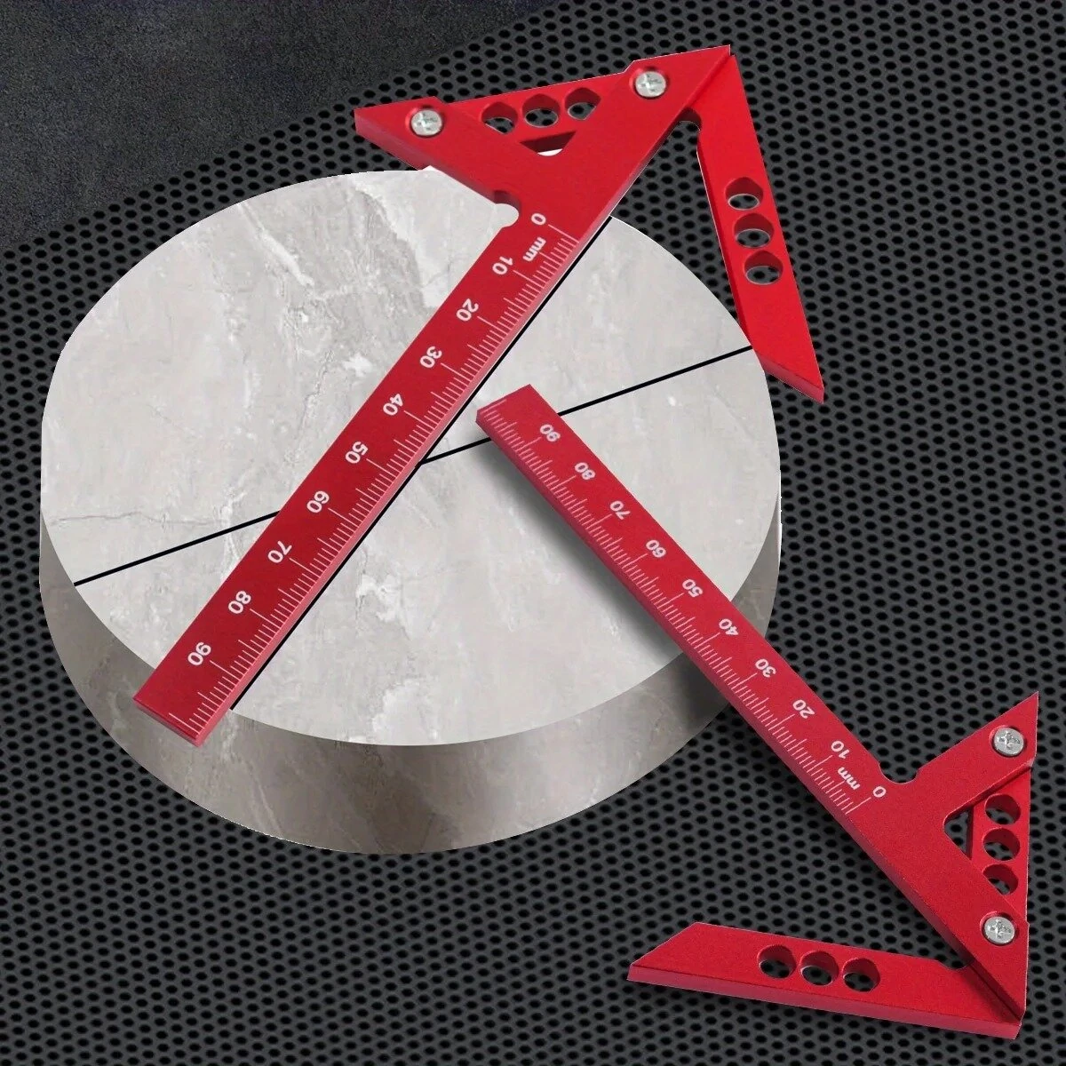 Aluminum Center Finder Woodworking Square - 45/90 Degree Angle Gauge | Metric/Imperial Ruler - Image 2