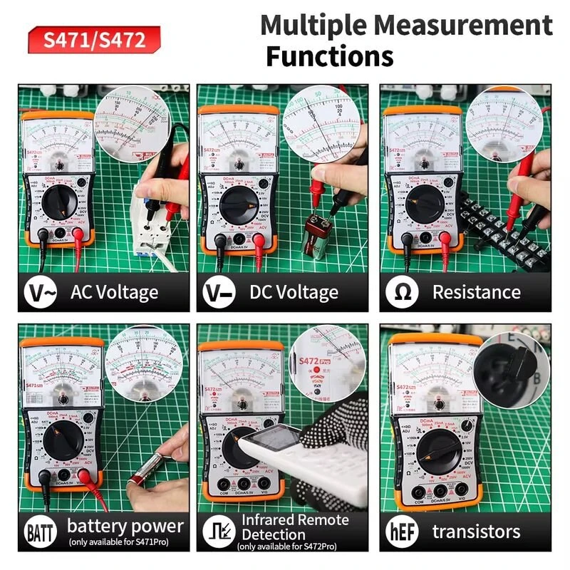 S471Pro Analog Multimeter - Voltage Tester 1000V DC | Resistance Capacitance Current - Image 4