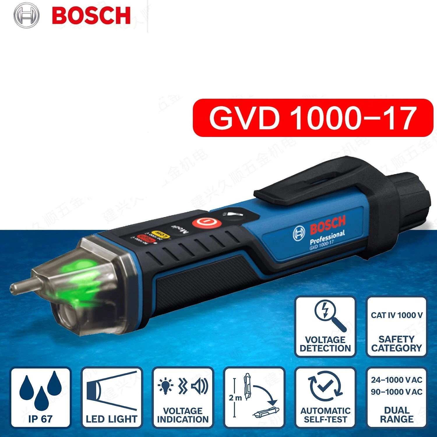 GVD 1000-17 Non-Contact Voltage Tester Pen | CAT IV 1000V IP67 Waterproof - Image 2