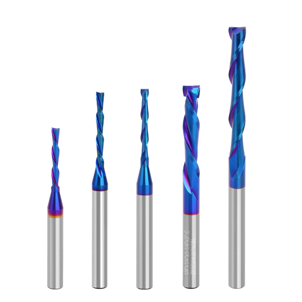 LAVIE 6.35mm 1/4 Shank Flush Trim Router Bit | Up Cut & Down Cutter | Nano Blue Coated - Image 2