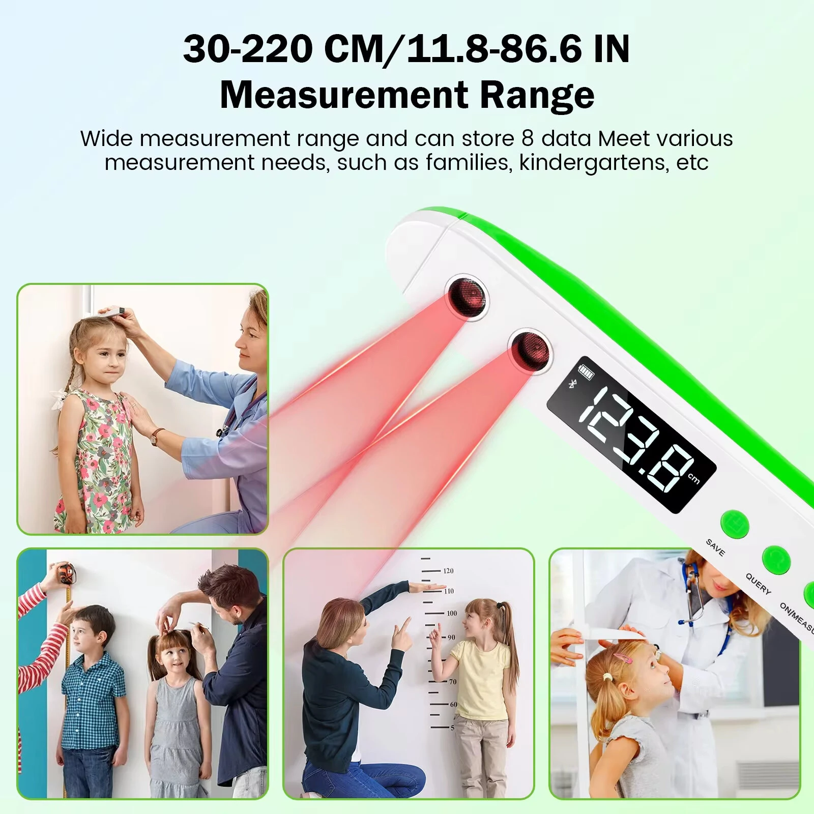 Portable Digital LED Height Measuring Stadiometer - Rechargeable, 11.8-86.6in, Real-time Temperature | Easy Home & Travel Use - Image 2