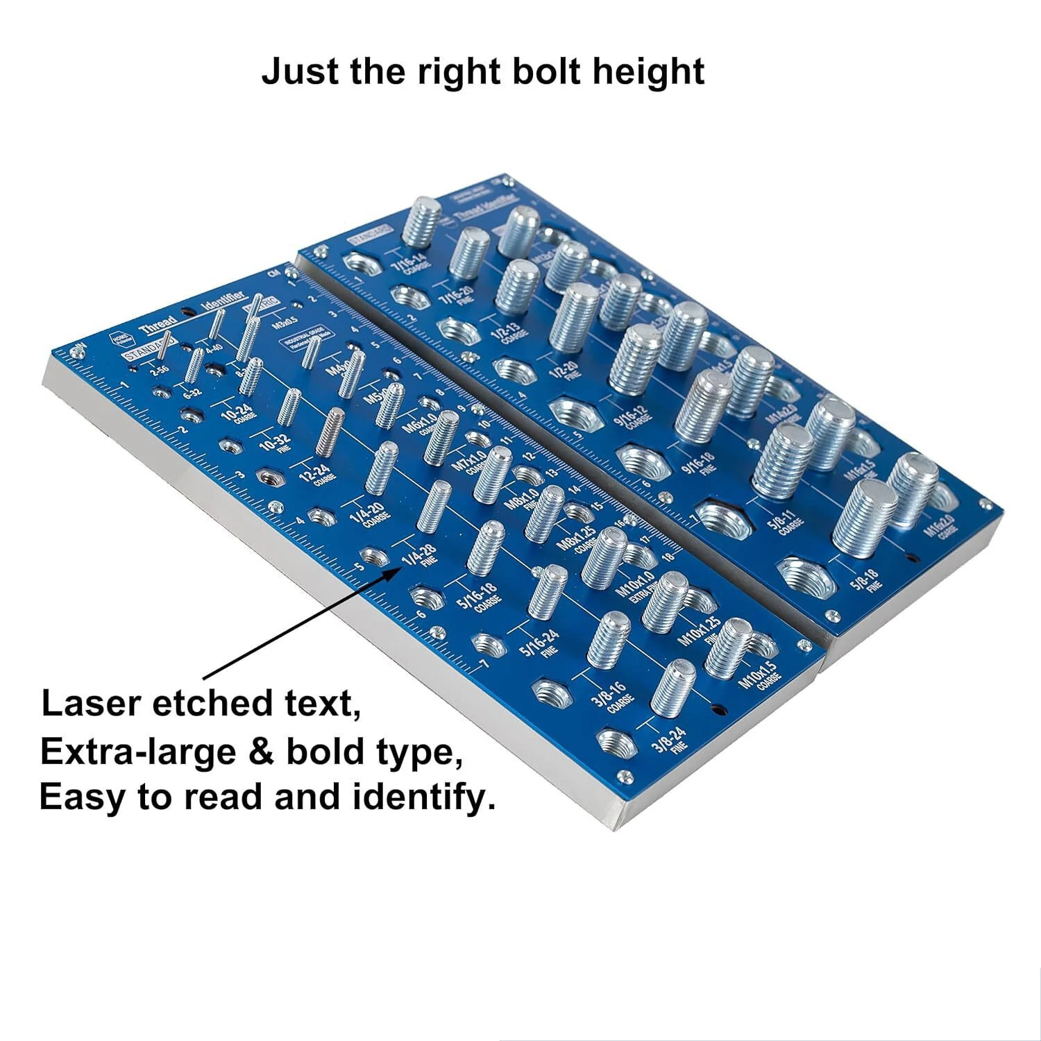 38 2-in-1 Nut & Bolt Thread Checker Gauge | Standard & Metric Sizes with Ruler - Image 2