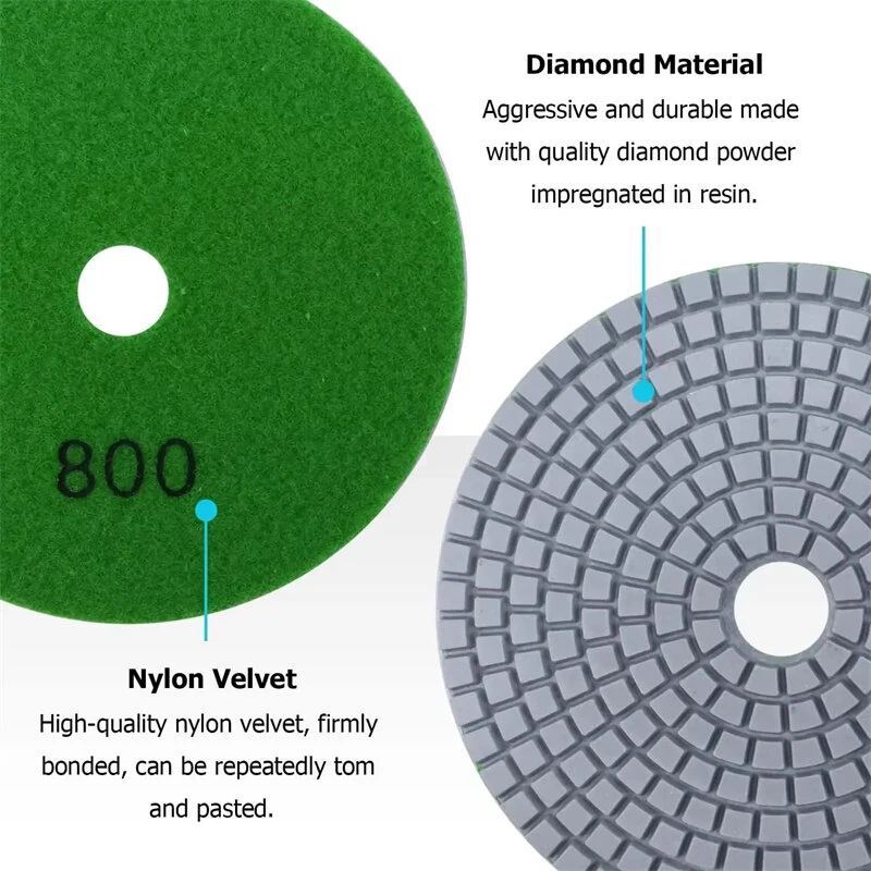 Diamond Polishing Pads Kit - 8pcs 5 inch 125mm Wet/Dry for Granite Concrete - Image 5
