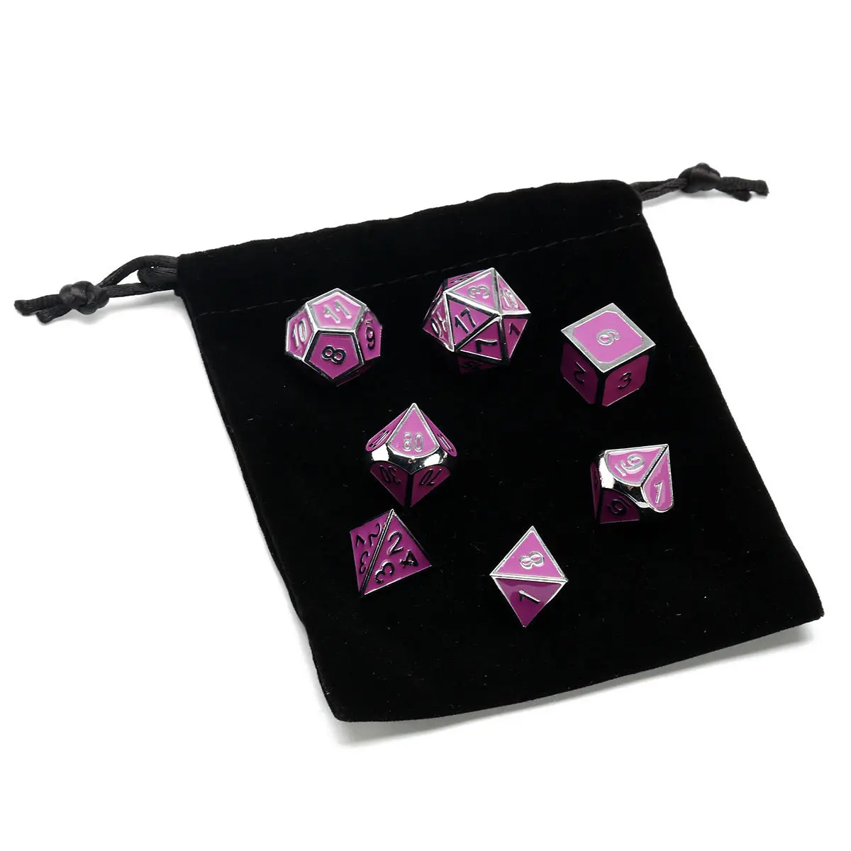 Heavy Metal Polyhedral Dice Set - 7 Pcs for Role Playing Games with Bag - Image 4