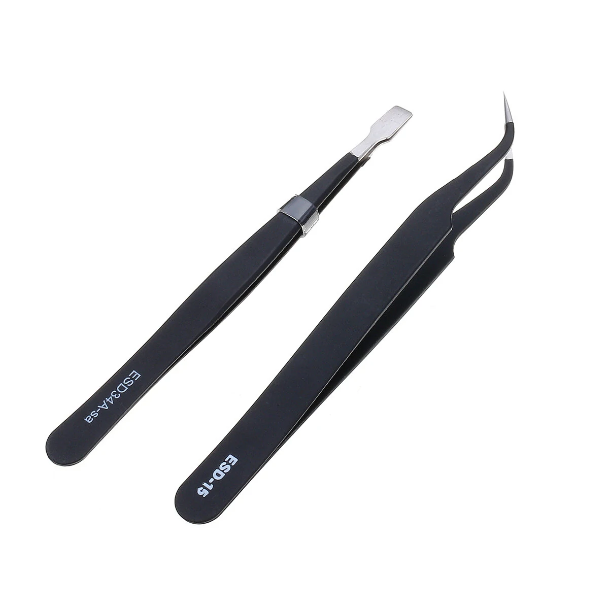 ESD Anti-Static Tweezers - 10PCS Stainless Steel Precision Set for Electronics & Nail - Image 5