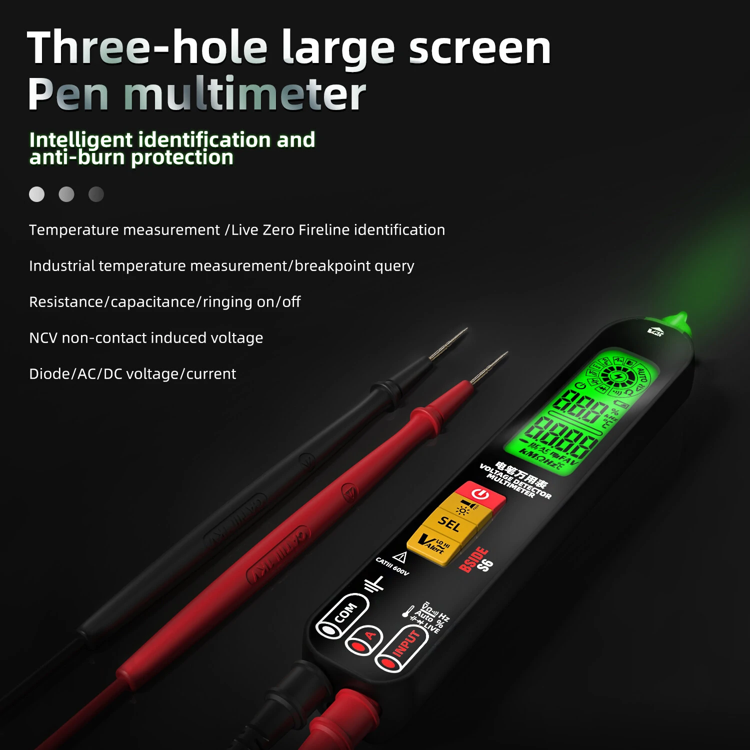 BSIDE S6 Smart Digital Multimeter Pen - Auto Range NCV Voltage Tester - Image 3
