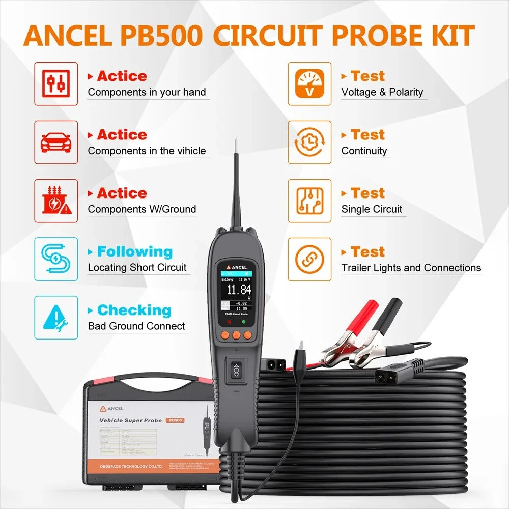 ANCEL PB500 Automotive Diagnostic Tool - Circuit Tester, 7 Test Modes, Dual Display - Image 3