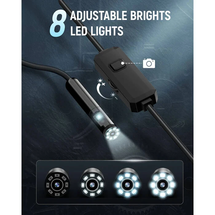 KAIWEETS KBM01 Endoscope Camera - 1920P HD, Dual Lens, 16.5ft Waterproof IP67, LED Lights - Image 4