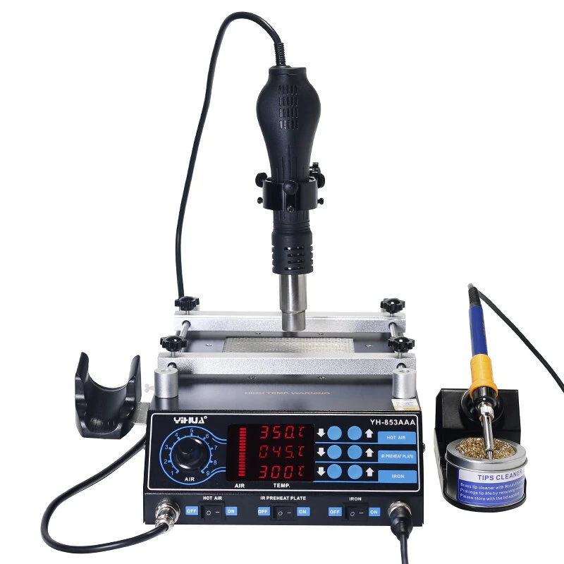 YIHUA 853AAA 3-in-1 BGA Rework Station | 220V 60W Preheater & Hot Air Tool - Image 3