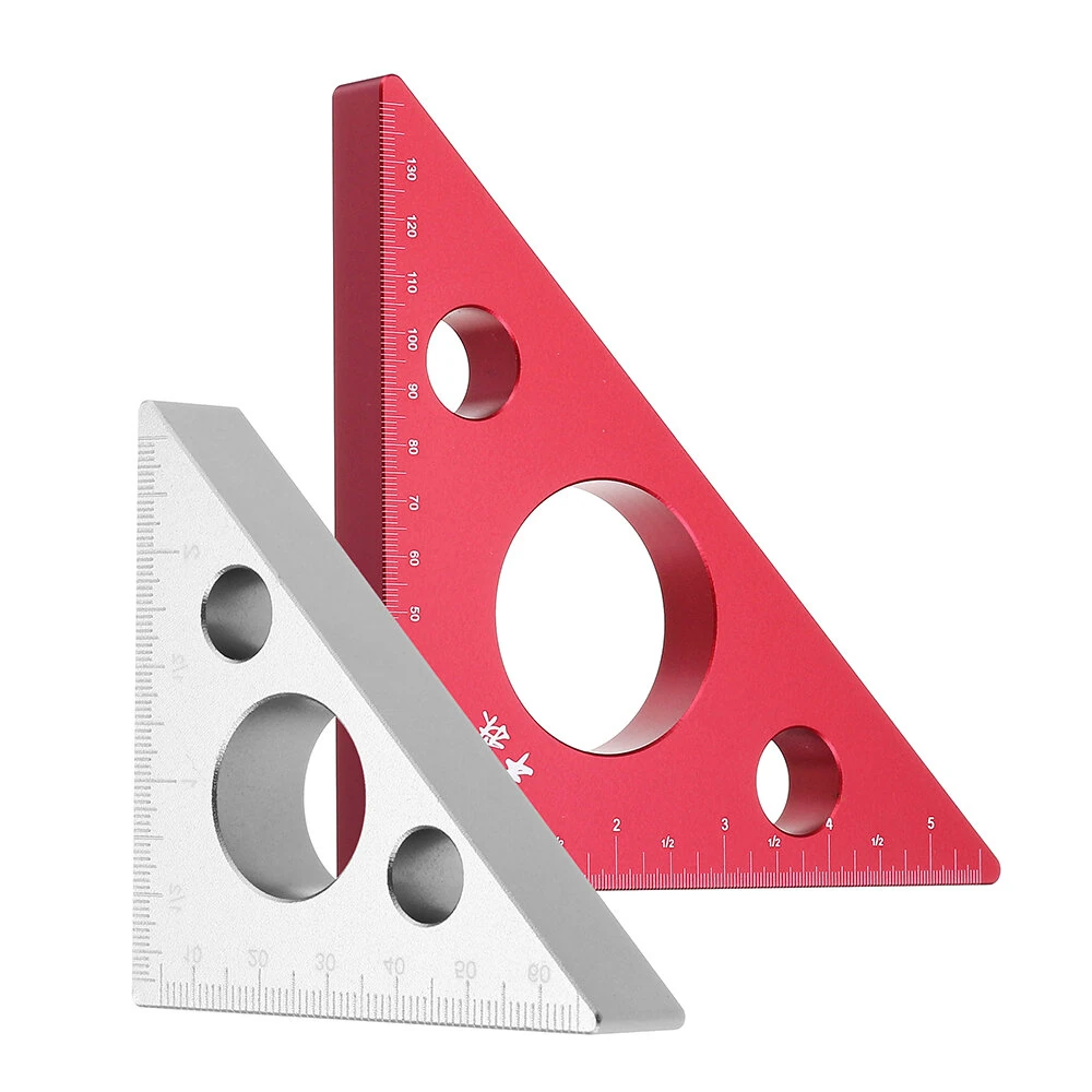 Drillpro 90 Degree Aluminum Ruler - Metric & Inch Woodworking Triangle Ruler - Image 2