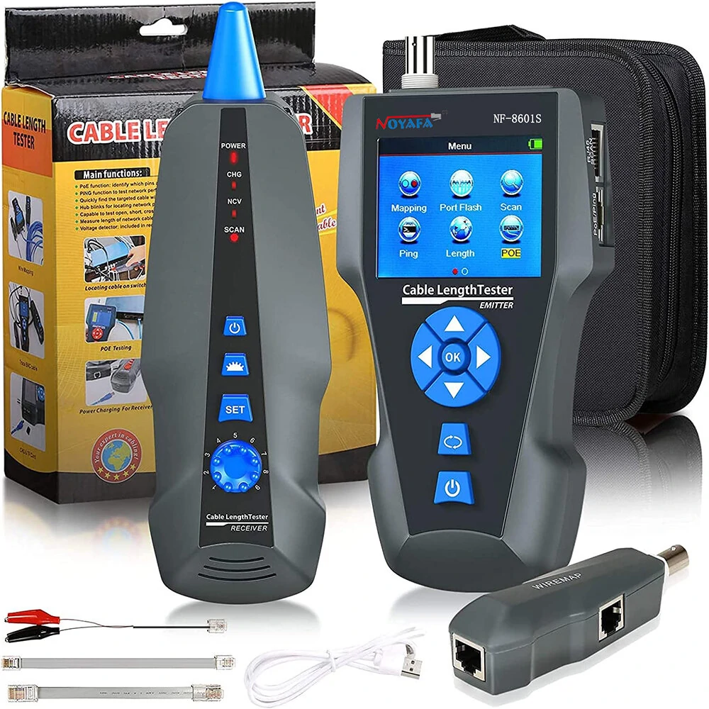 NOYAFA NF-8601 Network Cable Tester - RJ45 CAT6 Tracer with PoE, PING, LCD Display & Length Measurement - Image 3