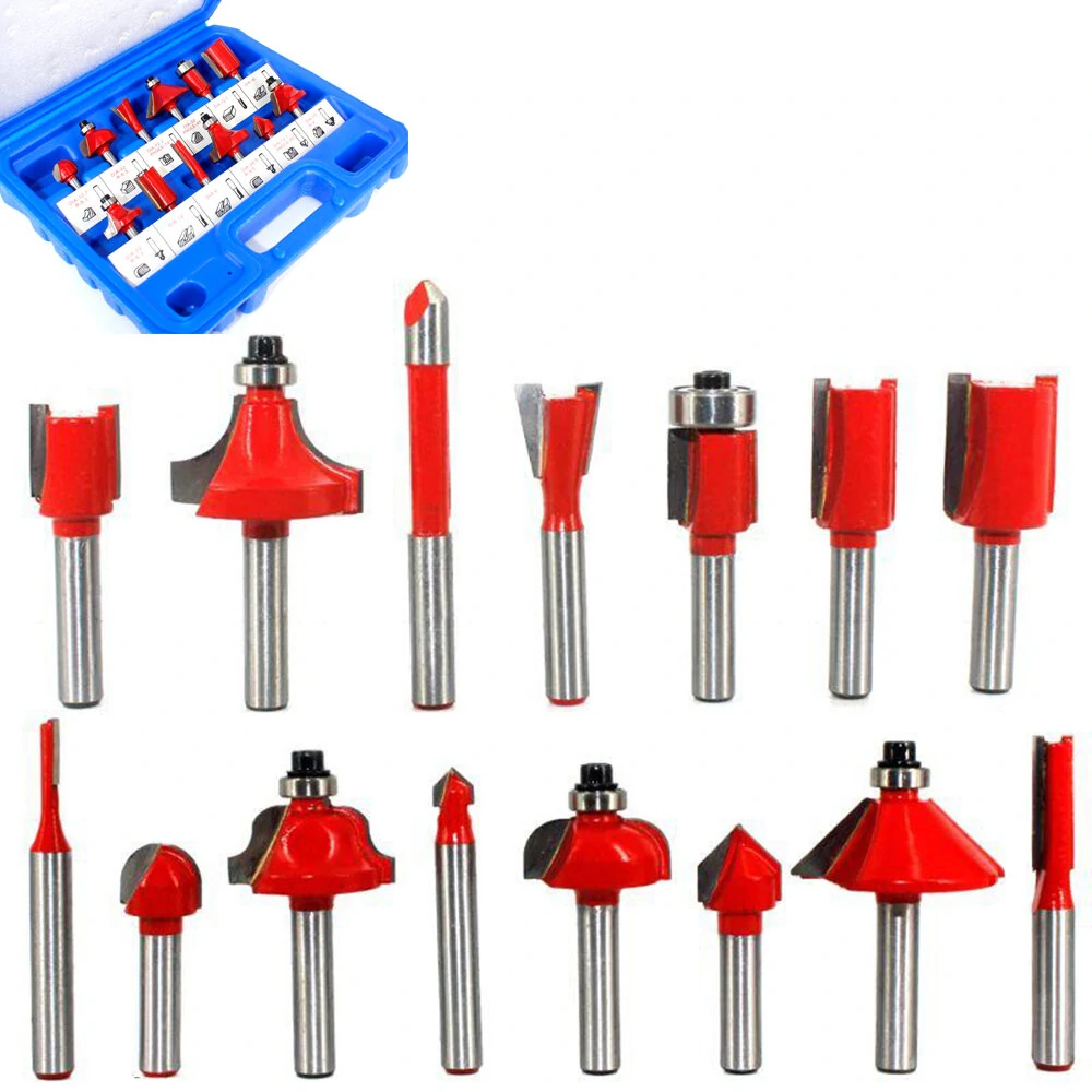 12-15pc 1/4 Shank Router Bit Set | Carbide Wood Trimming & Engraving Tools - Image 3