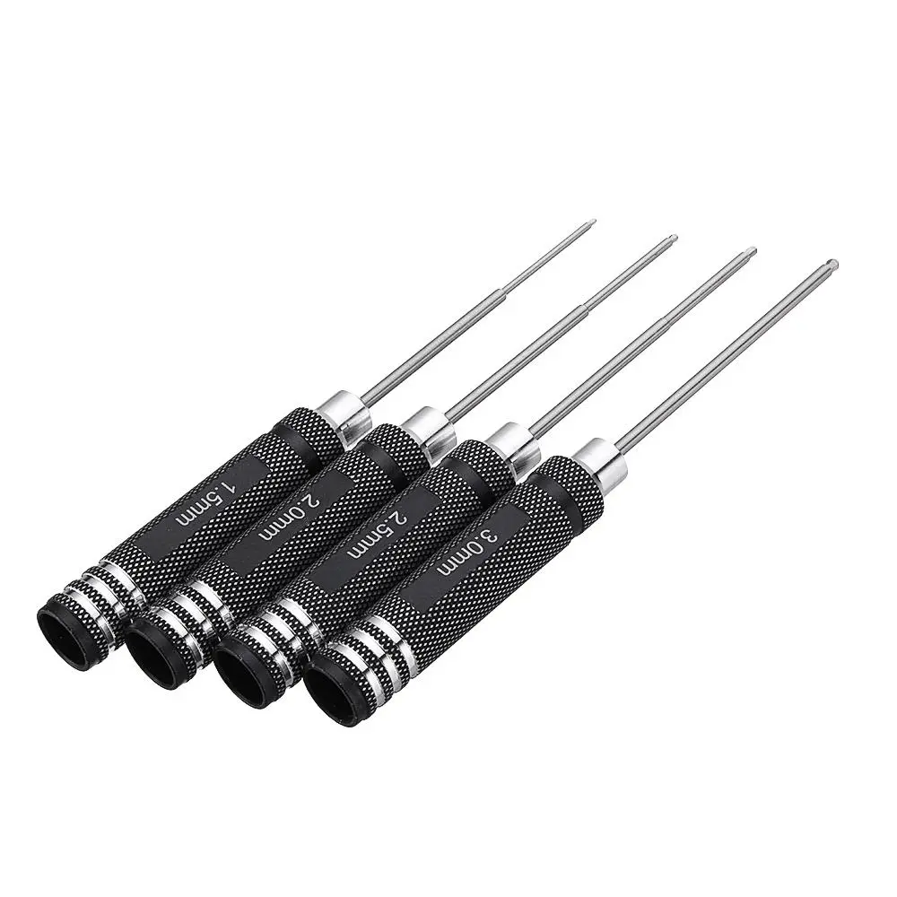 Drillpro HSS Ball Screwdrivers Tool Kit - 4pcs H1.5 to 3.0mm Black Repair Set - Image 4
