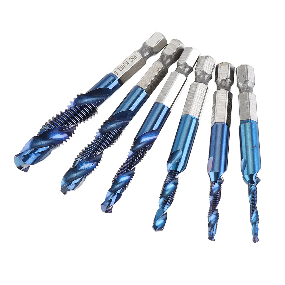 Drillpro 6pc M3-M10 Drill Tap Bit Set | HSS Blue Nano Deburr Countersink Bits - Image 3