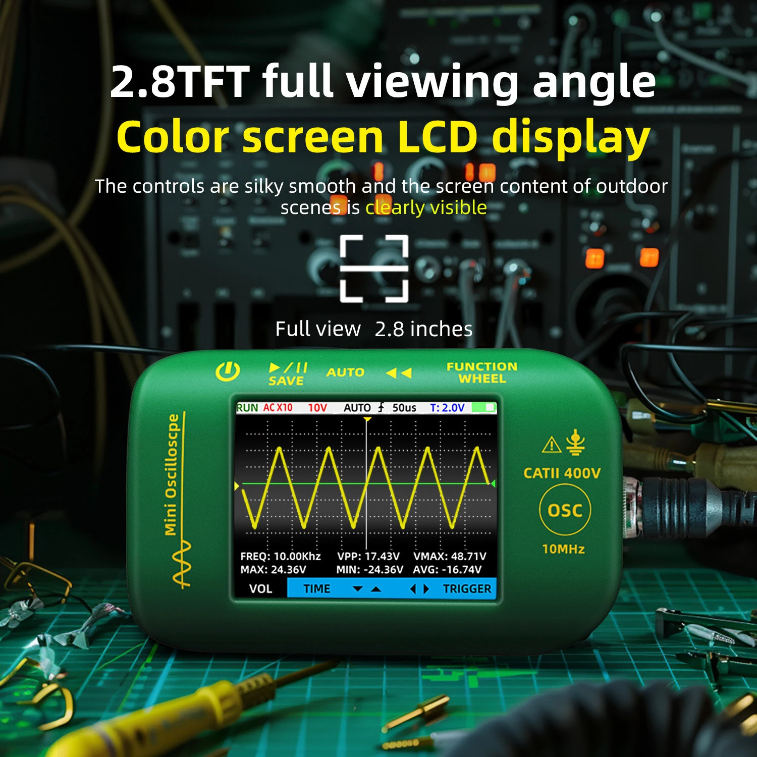 BSIDE OT2 10MHz Digital Oscilloscope - 48MSa/s 2-in-1 Signal Generator | Portable Electronics Repair Tool - Image 3
