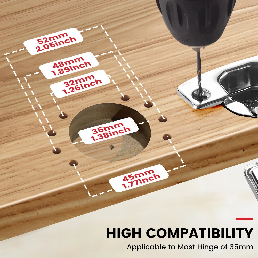 ENJOYWOOD Concealed Hinge Jig with Quick Clip & Dust Adapter | 35mm Cabinet Hinge Mounting Tool - Image 4