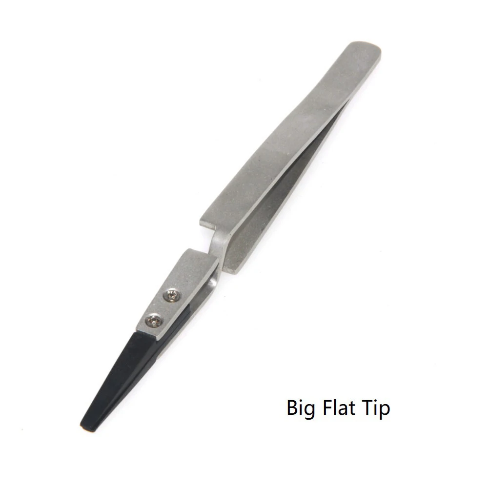 ESPLB Silver-Black Reverse Tweezers - 5PCS Set with Plastic Tips - Stainless Steel - Image 3