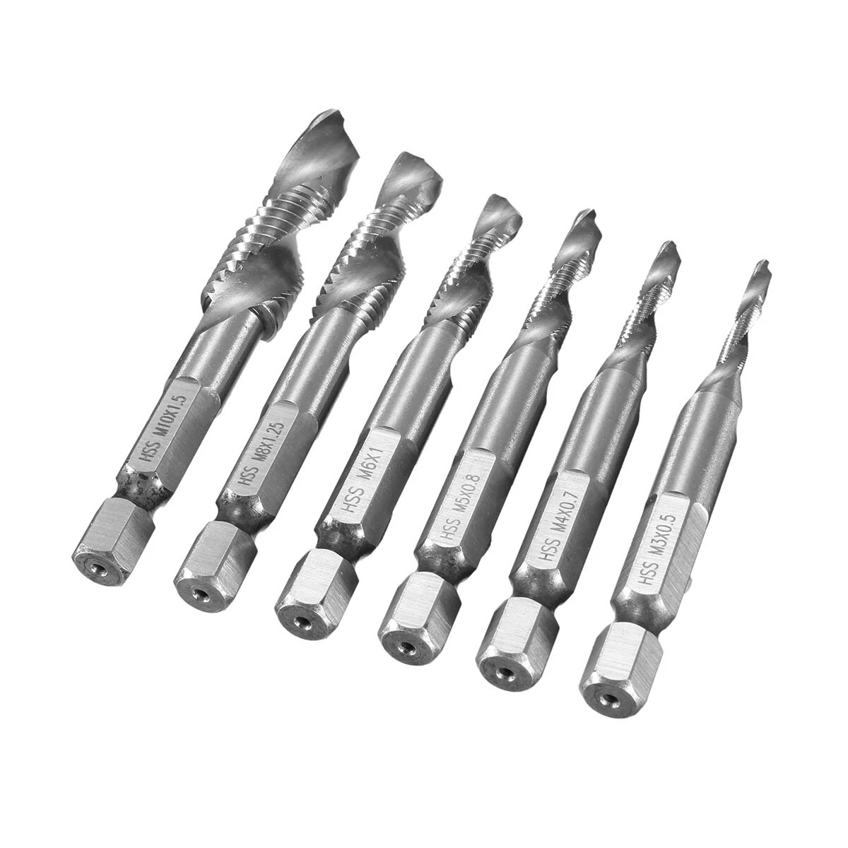 Drillpro 6pc HSS Countersink Drill Bit Set - 1/4 Hex Shank for UNC & Metric - Image 3
