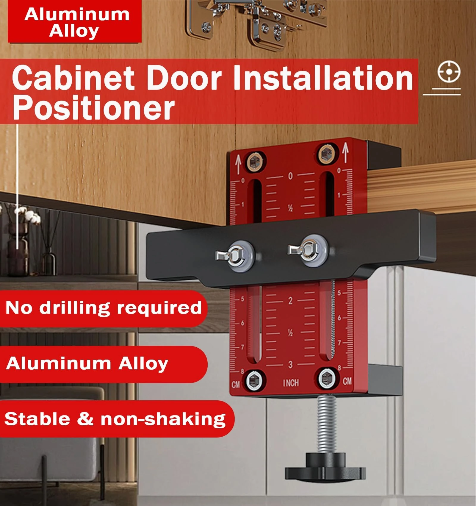 Cabinet Door Mounting Jig - Aluminum Alloy Installation Positioner for Framed & Frameless Cabinets - Image 2