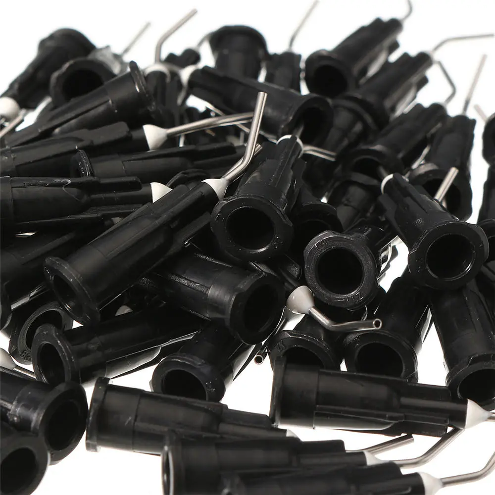 100pcs Black Syringe Needle - 0.88mm Flat Teeth Dental Bent Needle for Acid Inhibitor - Image 4