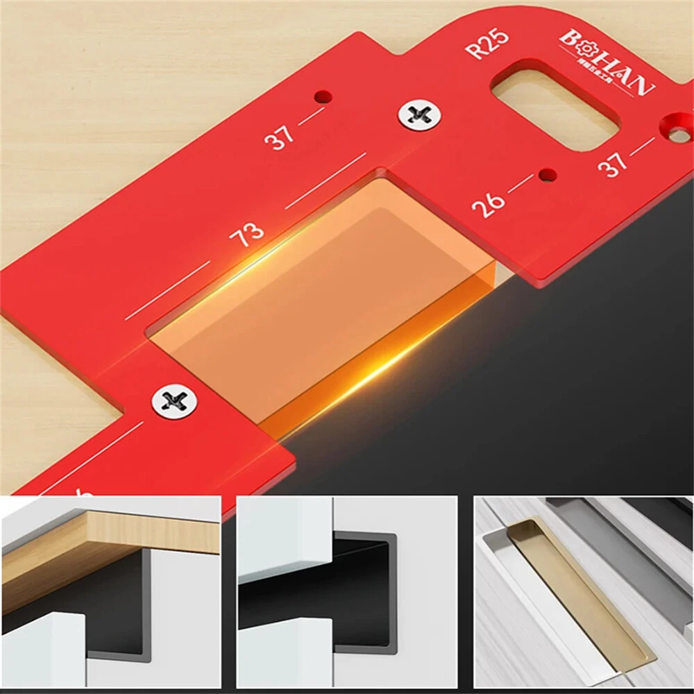 Invisible Embedded Handle Slotting Template - Aluminum Alloy Precise Positioning Tool for Cabinet Doors - Image 5