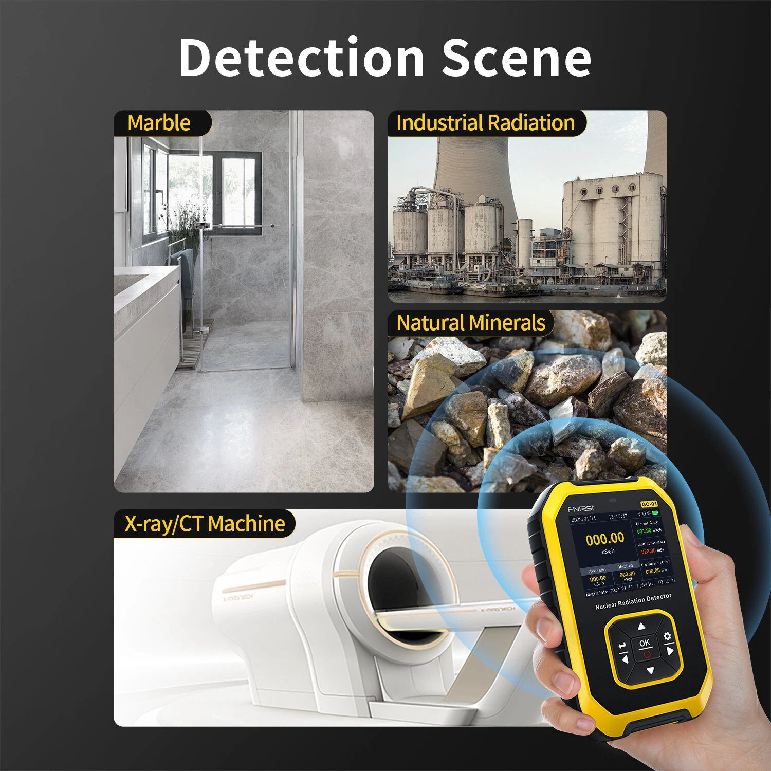 FNIRSI GC01 Geiger Counter - Nuclear Radiation Tester for Food & Marble | Personal Dose Alarm - Image 4