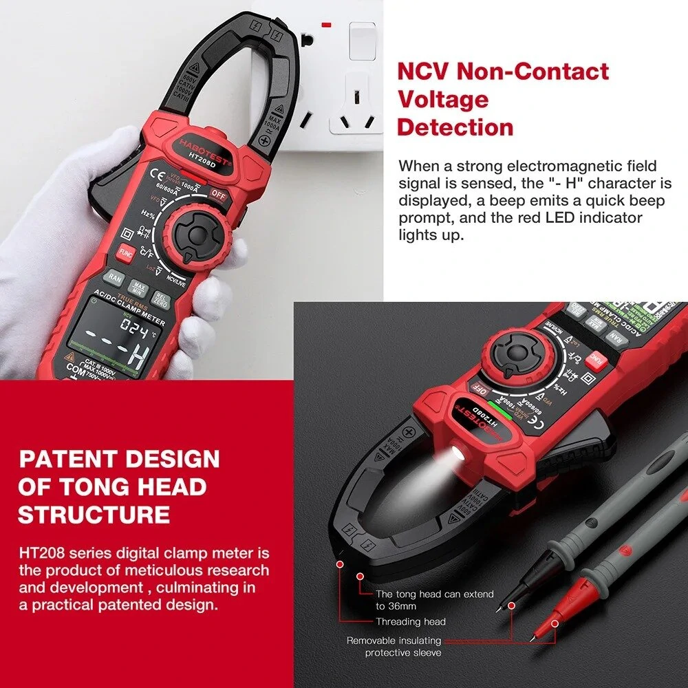 HABOTEST HT208D True-RMS Clamp Meter - AC/DC Auto-Ranging Digital Multimeter - Image 4