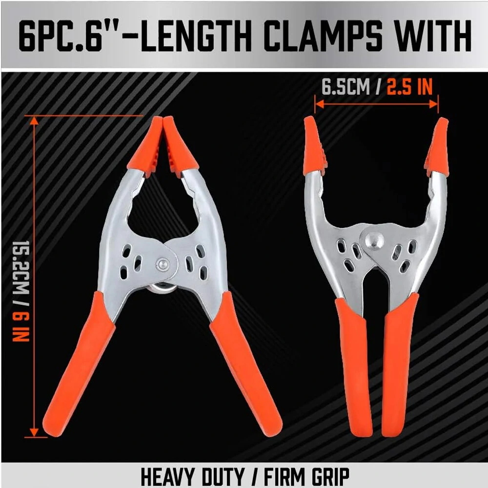 6PCS 6-Inch Heavy Duty Spring Clamps - 2.5-Inch Jaw Opening for Woodworking & Carpentry - Image 5