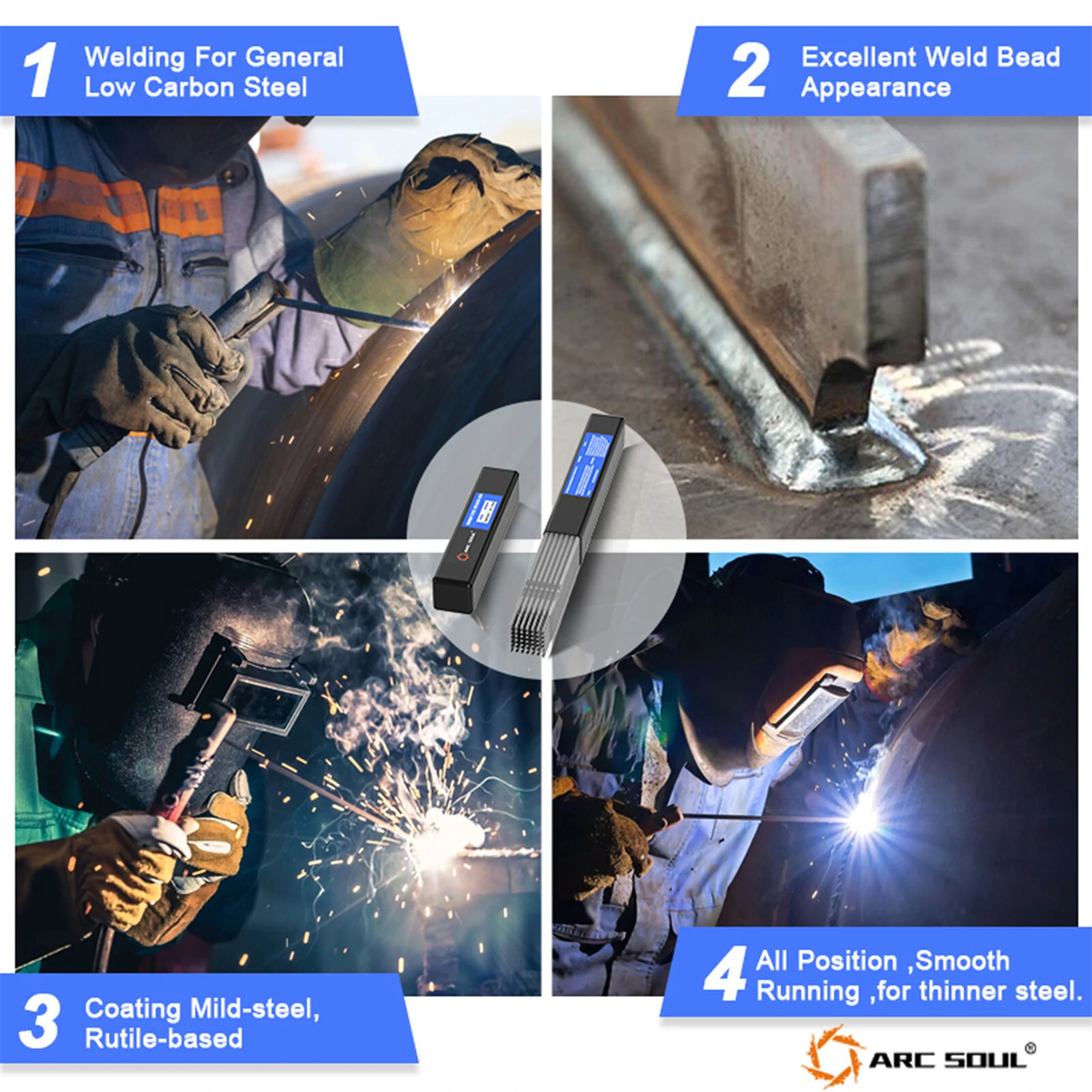 ARC SOUL AWS E7018 Welding Rods - 2.5mm Diameter | All Position Welding for Carbon Steel | Packs of 25, 40, 60 - Image 5