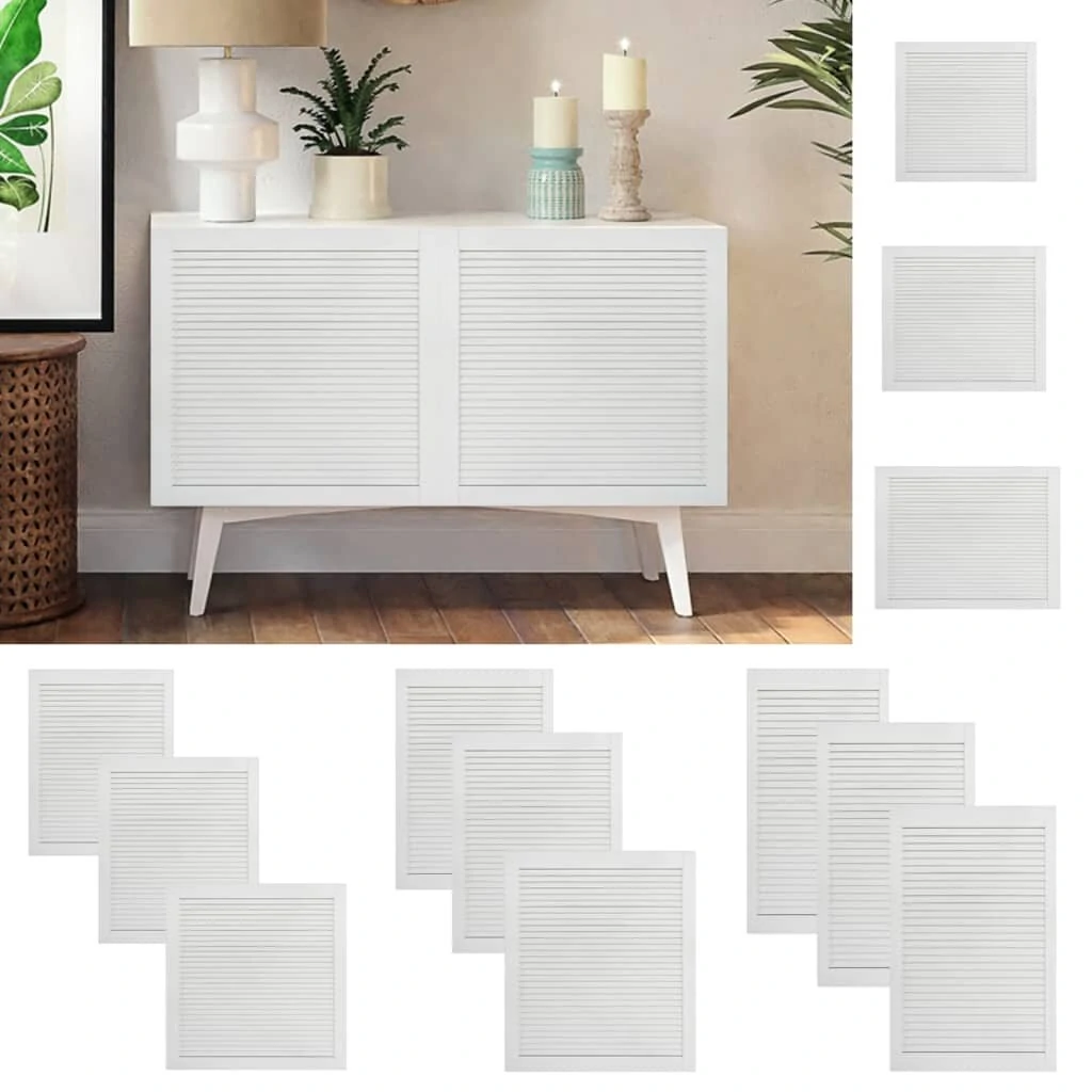 Louver Doors 4-Pack | 39.5x49.4 cm Solid Pine | White Tool Cabinet - Image 5