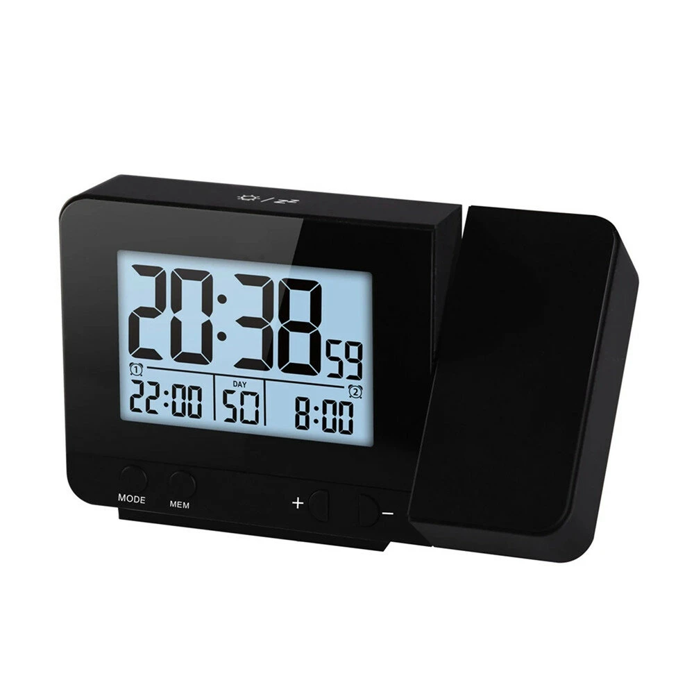 Projection Alarm Clock with Thermometer Hygrometer - Dimmable LED Display USB Charger - Image 2