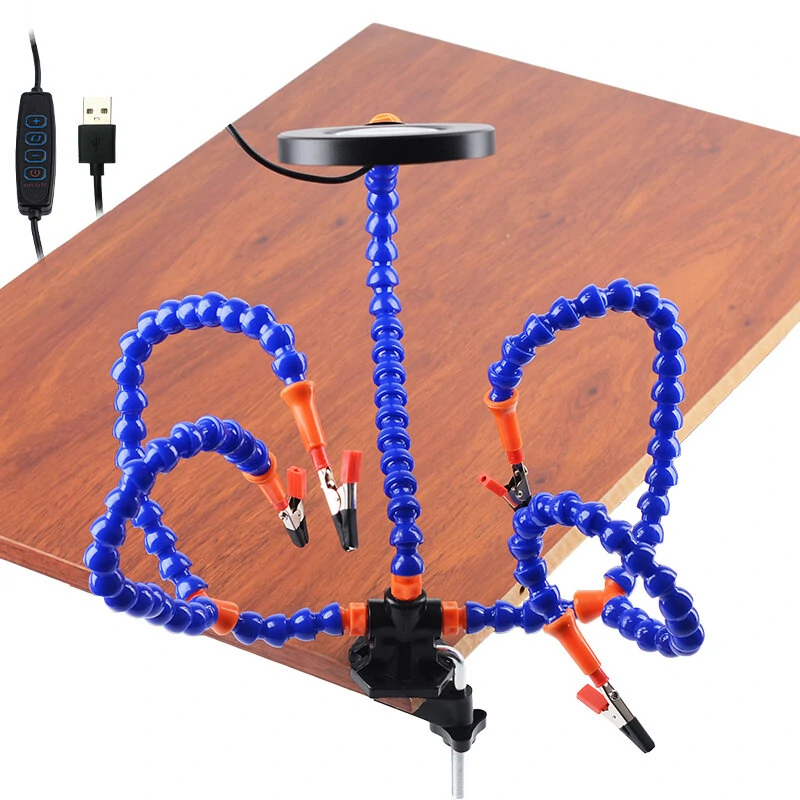 Desk Clip Magnifier with LED Light - 3X Magnifier & Flexible Arm for PCB Soldering - Image 3