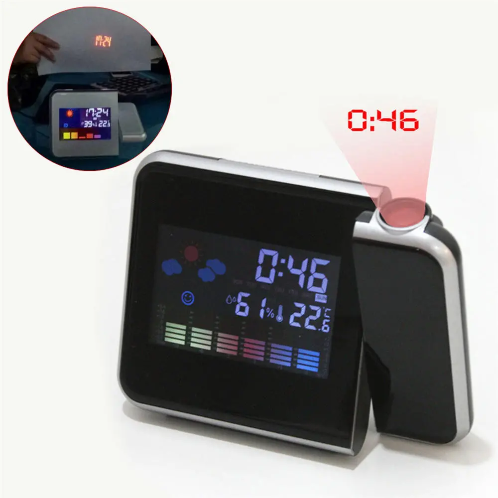 A84503 Digital Thermometer Clock - LCD Display with Projection & Weather - Image 2