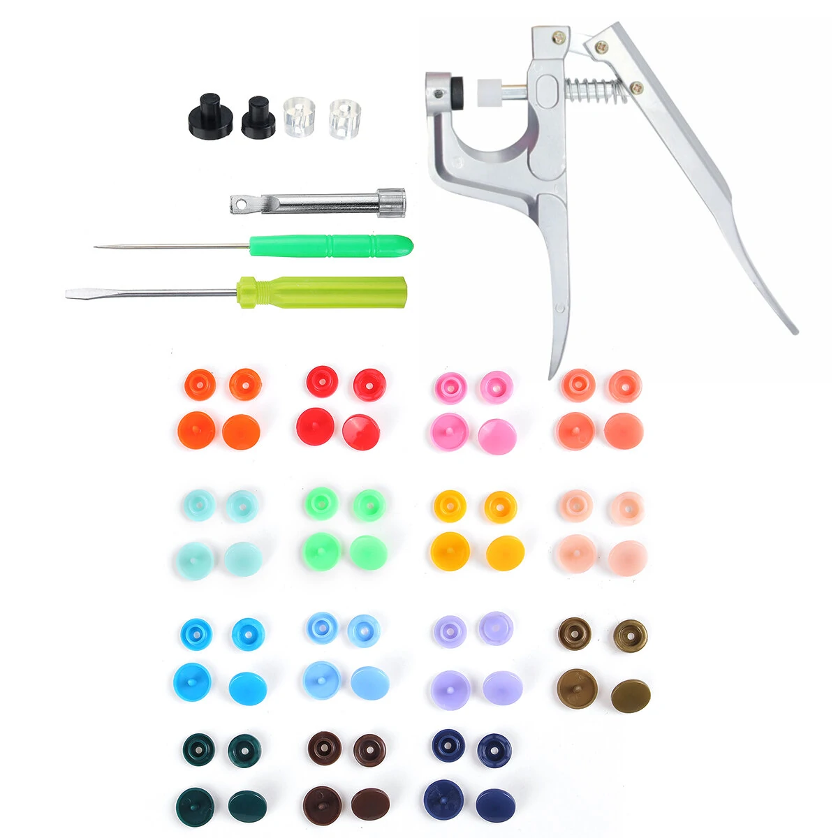 150Pcs Resin Plastic Buttons - 15 Colors with Press Pliers | Tools Kit - Image 4