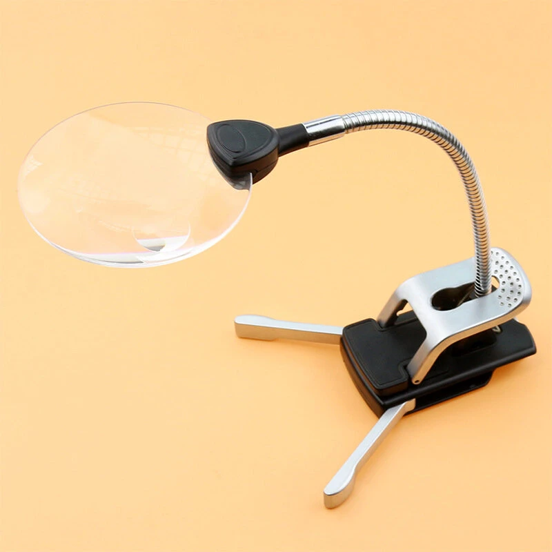 LED Desk Lamp with 2.5X-8X Magnifier | Clamp & Fold Design | Wireless Magnifying Glass Light - Image 2