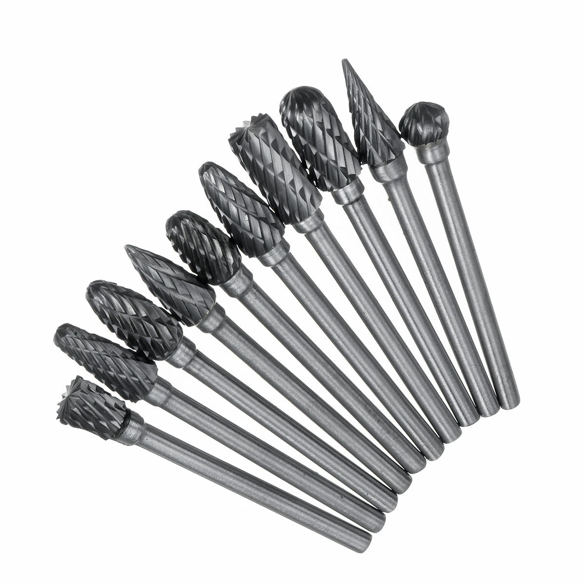 10Pcs Tungsten Carbide Rotary File Set - 1/8 Inch Shank Grinding Burrs - Image 5