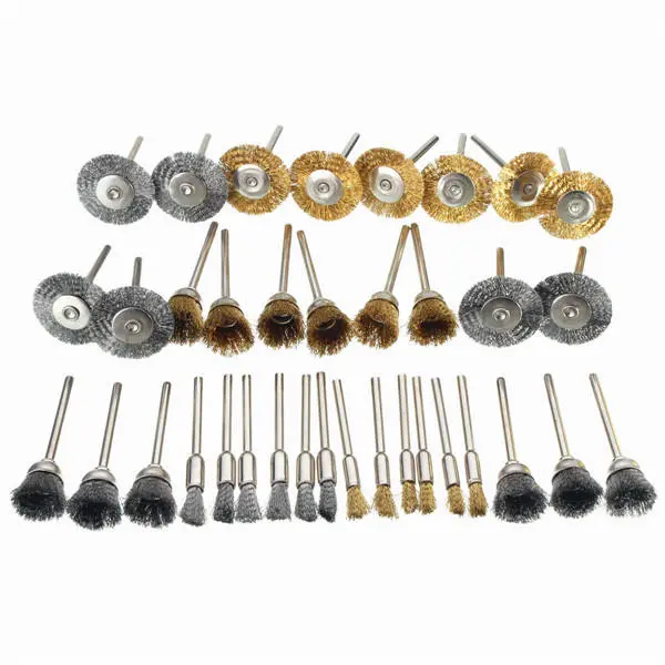 36pcs Copper Steel Wire Polishing Wheel Brush for Dremel - 3.175mm Shank - Image 2