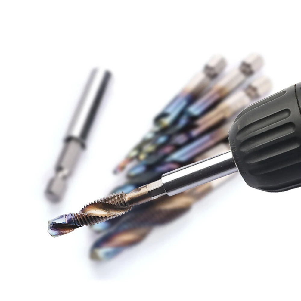 Drillpro 7Pcs M3-M10 Metric Tap Drill Bit Set | Hex Shank with Extension Rod - Image 3