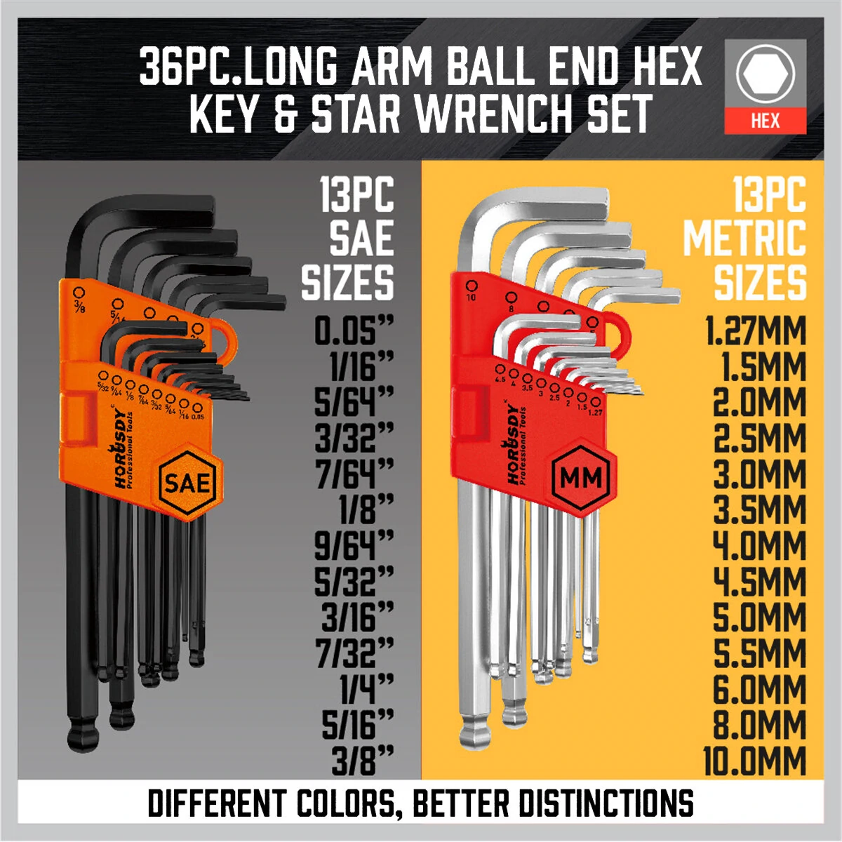 36Pcs Hex & Torx Key Set | Ball-End Allen Wrench | Metric & Imperial - Image 2