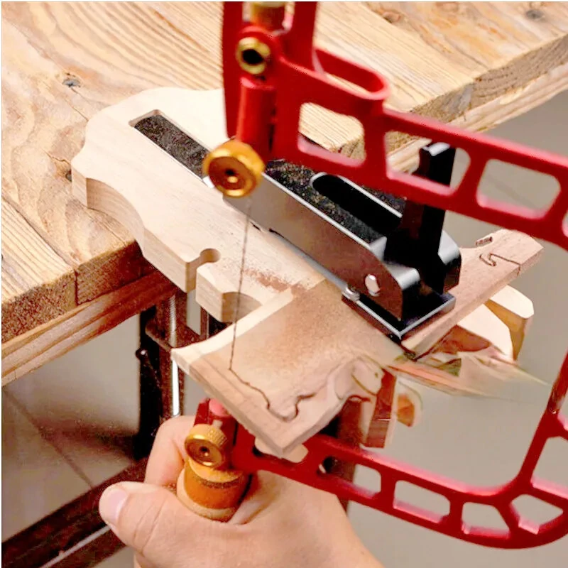 Coping Saw - Aluminum Alloy Frame & Wooden Handle - 337mm with Diamond Wire for Wood, Metal, Glass - Image 3