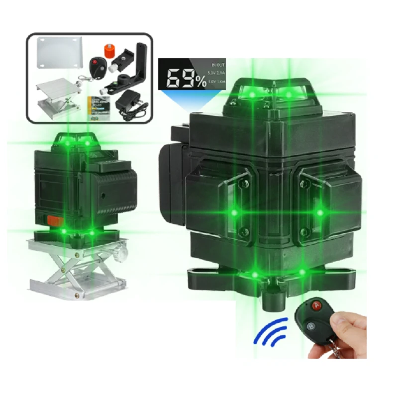 110-220V 4D 16-Line Green Laser Level with Remote Control | Waterproof - Image 2