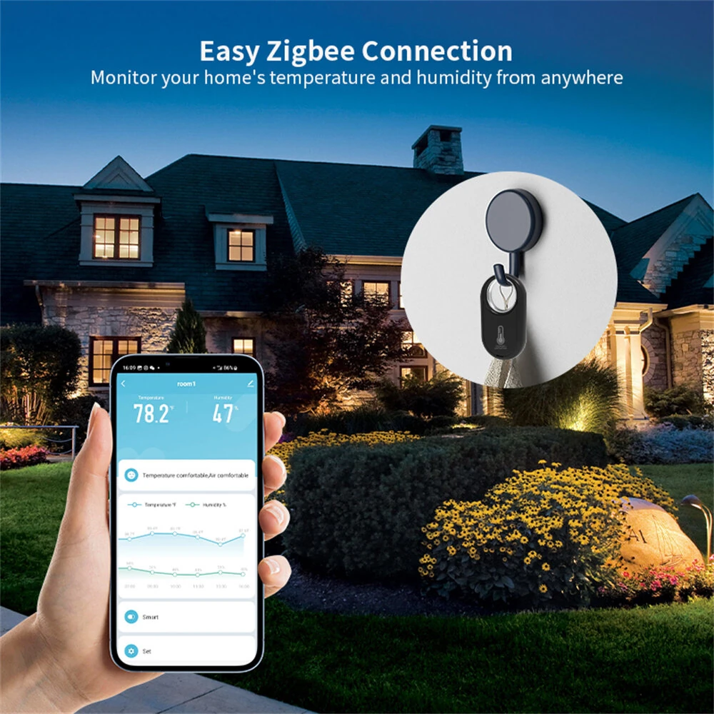 RSH Zigbee Hanging Temperature Humidity Sensor - Alexa & Google Home Voice Control - Black - Image 5