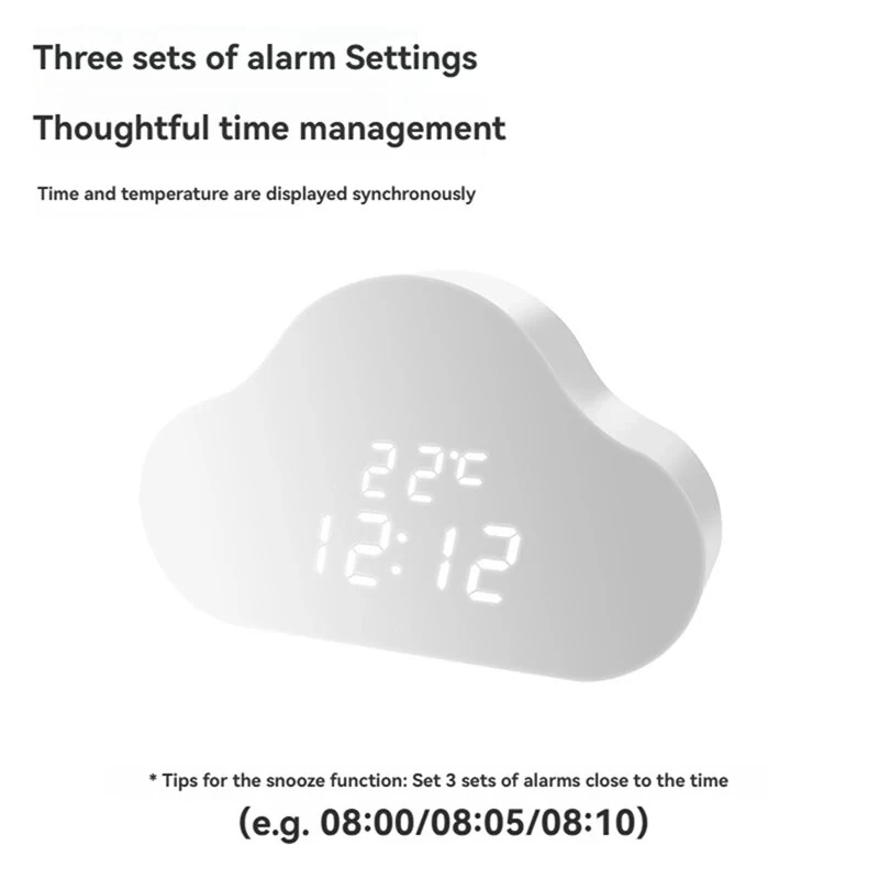 Cloud Alarm Clock Hygrometer KD8618 - Adjustable Brightness & Voice Control - Image 3