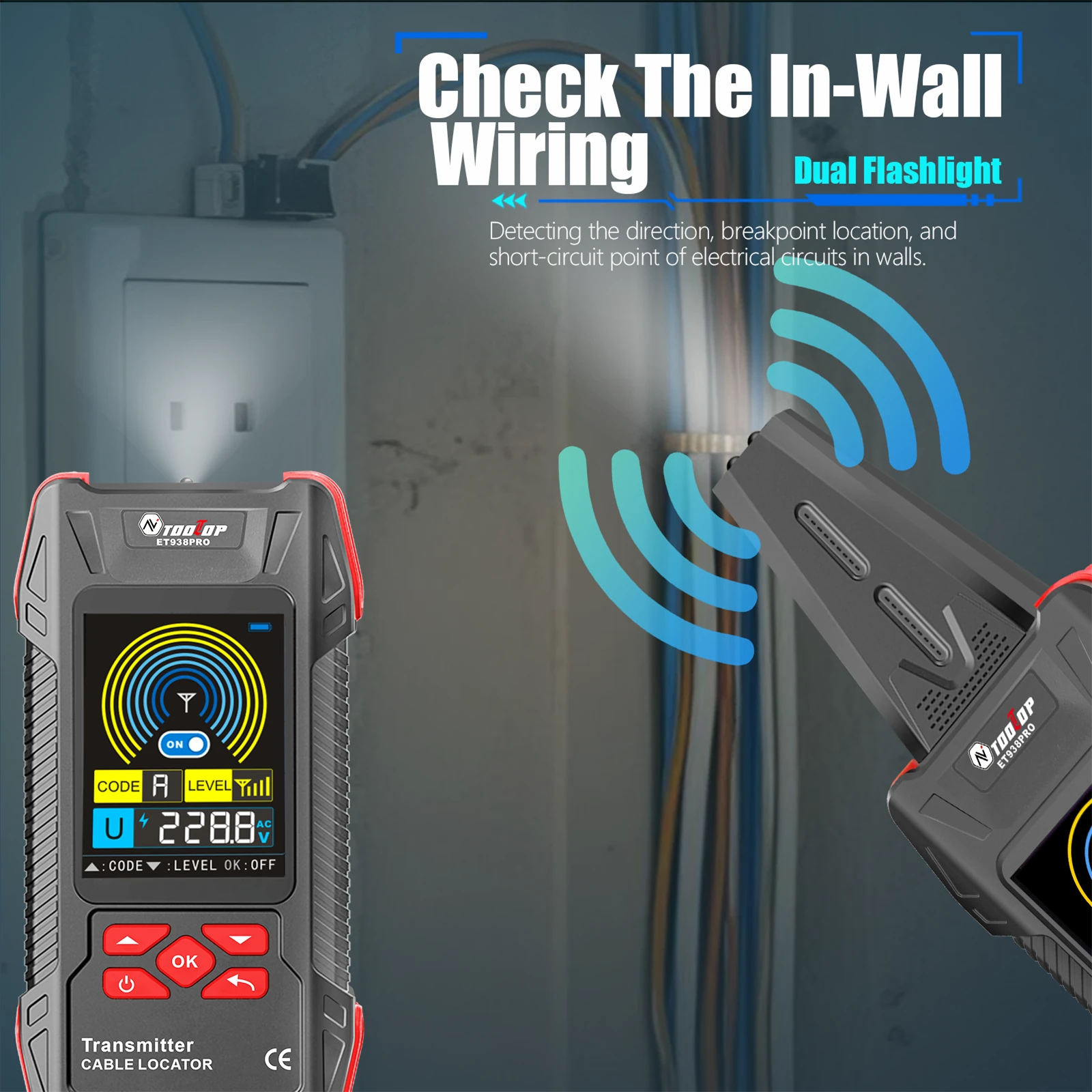 ET938PRO 3-in-1 Wire Locator - Infrared Thermal Camera & Multimeter | LCD Screen, Rechargeable, 2m Depth - Image 4